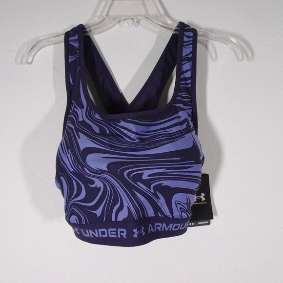 Under Armour UA Sports Bra Women's Plus Size 3X Crossback Blue Compression - Picture 1 of 8